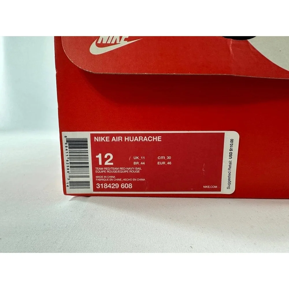 Nike Air Huarache Run Team Red 318429-608 Men's Size 12
